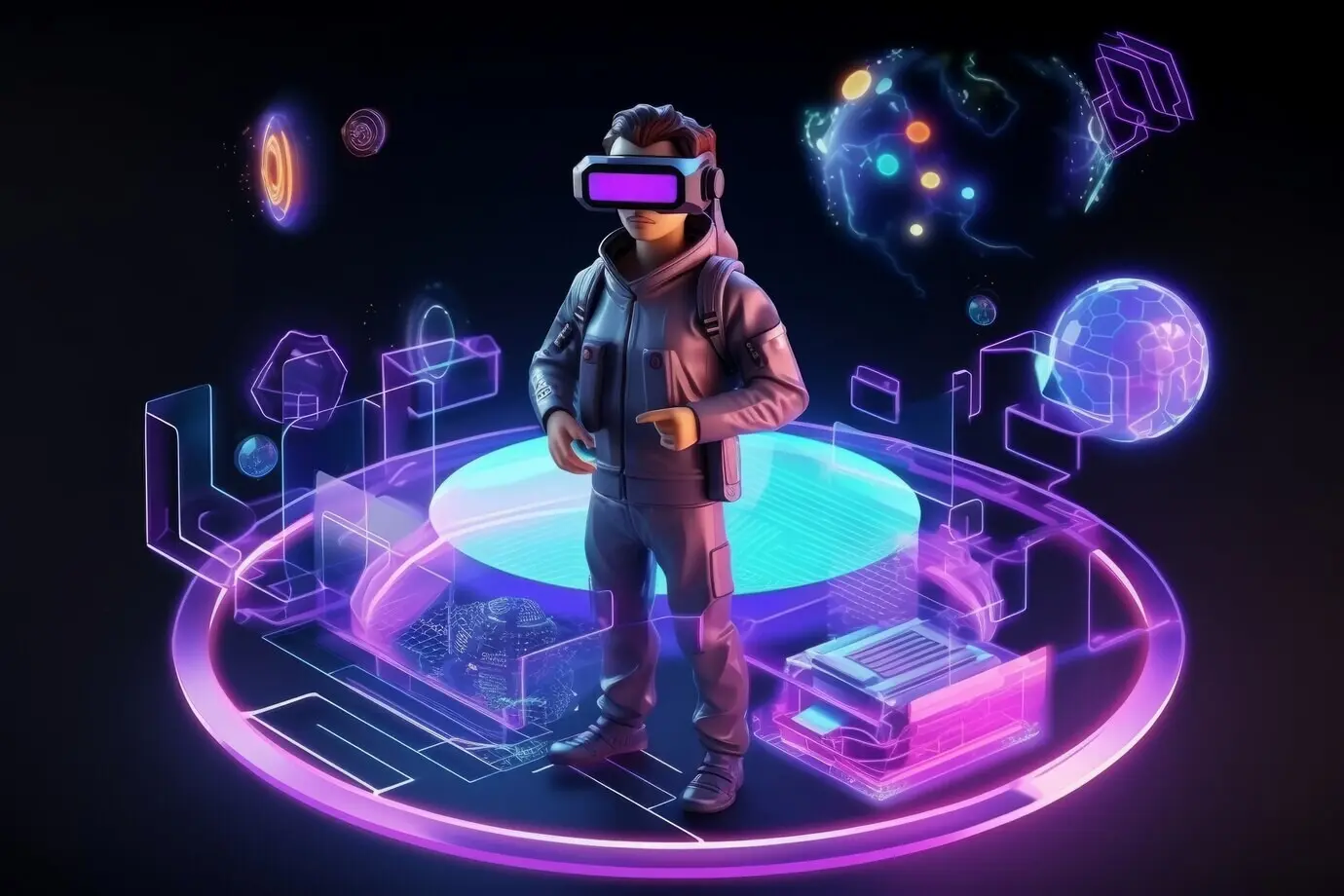 Человек, использующий технологию дополненной реальности для выполнения своей работы.